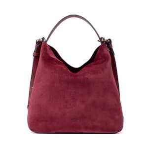 Stow London Burgundy Suede Curve Bag